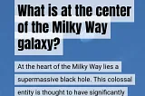 What is at the center of the Milky Way galaxy?