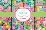 Tropical Fruit Digital Paper Pack Free