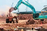 Construction site on damaged business caused by natural disaster