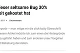 Our goodread for the weekend: About strange Bugs and 30 percent less visibility