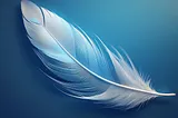 A white feather on a blue background