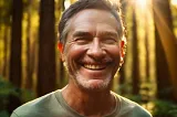 Smiling man in forest