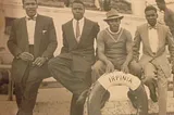 Frank Atkins and other West Indian men on the SS Irpinia Ship