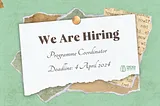 We are Hiring: Programme Coordinator