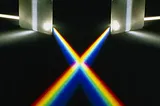 An image of prisims refracting light.