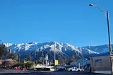 View toward snow-covered Mt. Wilson from Washington Blvd Pasadena