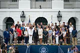 Kamala Harris at a White House event the day after Biden dropped out of the race.