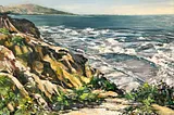 Oil painting of the cliffs at Torrey Pines, San Diego, CA by Anne Kullaf
