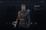 Character screen from Star Wars Jedi: Fallen Order