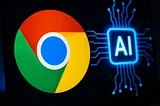 IMAGE: A Google Chrome logo next to a glowing AI icon connected by digital circuit lines, symbolizing the merging of browsers and artificial intelligence