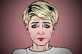 Illustration of Ellen DeGeneres looking stressed.