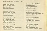 Image shows text of poem “Beaumont to Detroit” by Langston Hughes.