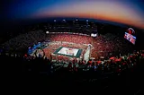 A crowd of more than 92k fans cheers for Husker Volleyball in the stadium