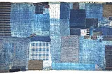 A late 19th Century Japanese boro-style child’s sleeping mat composed of several layers of indigo dyed cotton fabrics, patched and heavily stitched.