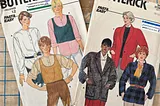 On sewing patterns, patternless sewing, and humanoid clothing-display devices