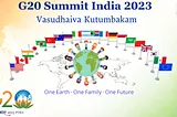 The title image for the article, G20 India; The info-graphics showing the theme “Vsudhaiva Kutumbakam” from our website @sdblognation