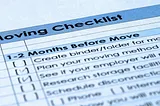 A photo of part of a checklist for planning a move.