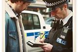 A fine policeman writing a fine to a citizen