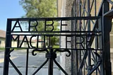 Arbeit Mach Frei iron gate at the entrance to Dachau concentration camp