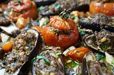 Tomatoes and Eggplant “Boats” with Ground Lamb in a Hot Tomatoes Sauce