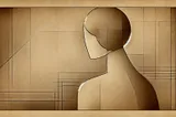 The author made this sepia-colored, minimalistic, abstract horizontal image of a woman using ChatGPT.