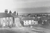 A monochrome shot of the view from Crayke cottage.