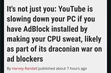 Is YouTube slowing your PC if you use AdBlock?