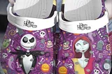 Jack Skellington And Sally Crocs Clog Shoes, Nightmare Before Christmas Crocs Shoes