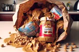 a mess of peanut butter inside a grocery bag