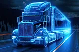 image of a truck outlined with blue light