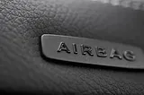 Safety airbag sign on car, luxury sport car interior background photo