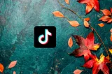 Autumn leaves on teal background. This image represent the October Theory, a new TikTok trend.