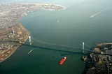 The 2003 photograph showcases the structure connecting the boroughs of Staten Island and Brooklyn in New York City.