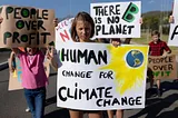 A group of elementary school pupils marching to protest against climate inaction