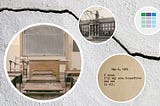 Background of a crack in concrete along with images of David Rose, the UDL Guidelines icon, and other vintage school-related items.