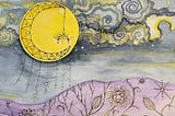 A trippy drawing of the moon by the author