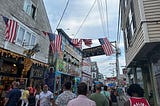 A downtown crowded street in Massachusetts.