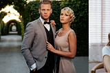 A composite with one side a successful couple and the other a struggling couple.