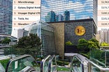 Centro Financiero de Shanghai con un listado de inversores institucionales como fondo.