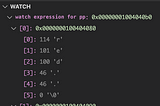 How to watch char values of strings pointed by a pointer to pointers to char with VSCode debugger