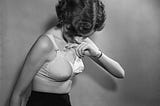 Woman wearing a vintage bra