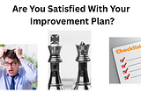 Left: Man grabbing his hair with frustrated expression. Center: silver chess king and queen. Right: checklist sheet
