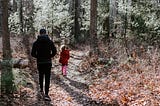 Father and Daughter walk in nature