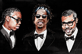 From left to right, an illustration of Jeremy O. Harris, Jay-Z, and Jordan Peele.