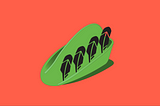 An illustration of a green Robin Hood cap (the bycocket) with the Robinhood company’s  feather logo placed four times along the cap.