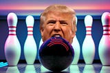 Bowling ball rushes toward angry Trump