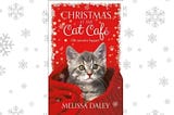 Cat peeking out of a sweater in a red Christmassy decor (source: Goodreads)