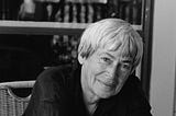 Black and white photo of Le Guin