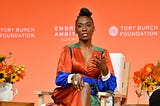 A photo of Angelica Ross speaking at the 2020 Embrace Ambition Summit.