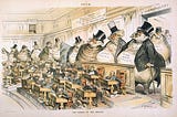 A cartoon by Joseph Keppler, first published in 1889 depicting oligarchs dominating the U.S. Senate.